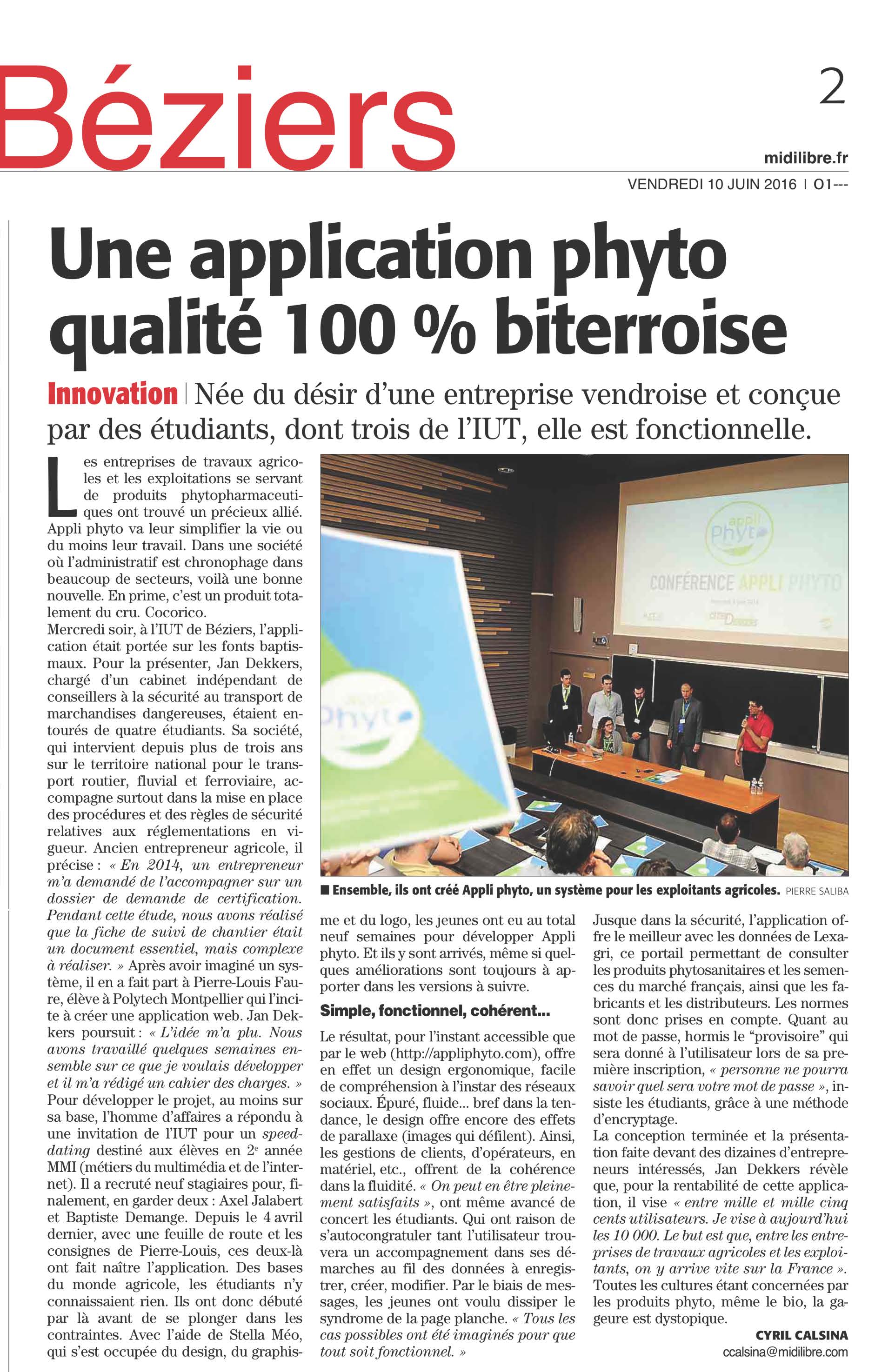 Midi Libre IUT POLYTECH 10 06 2016