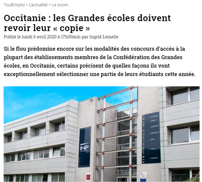 Toulemploi grandes ecoles 06 04 2020