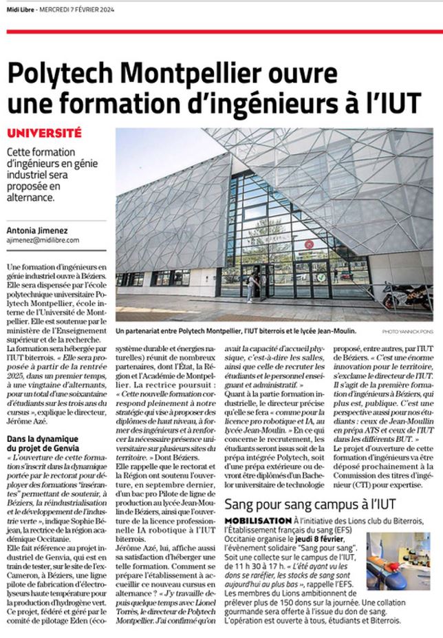 Midi Libre formation beziers 07 02 2024